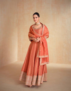 Orange silk anarkali
