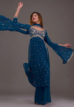 Georgette partywear readymade - gown with pants and dupatta (6 colours)