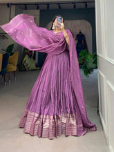 Grace and beauty Chanderi silk plain Lehenga in purple (skirt stitched)