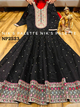 Niks collection - black modal chanderi anarkali (plus size option)