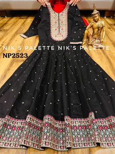 Niks collection - black modal chanderi anarkali (plus size option)
