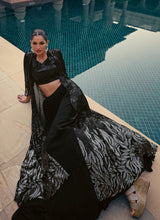 Black sequinned lehenga with jacket