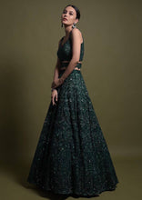 Bottle green sequins Lehenga with belt