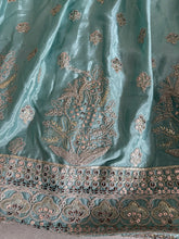 Sea green chiffon embroidered Lehenga