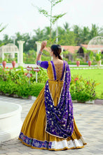 Mustard and purple big flair pure cotton readymade chaniya choli