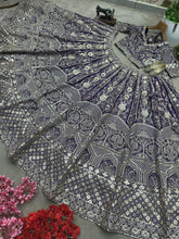 Royal purple embroidered wedding Lehenga (lightweight + plus + long sleeves option)