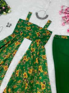 Green digital printed stylish palazzo