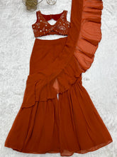 Rust ready to wear sharara saree (XS-XXL)