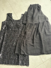 Black sequinned sharara set (plus plus size)