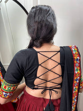 Maroon and black pure cotton readymade Lehenga