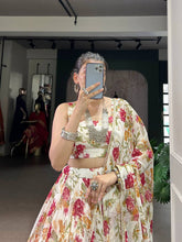 Chiffon florals readymade Lehenga in white