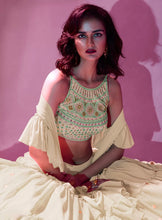 Ariana - off white Lehenga with ruffle dupatta and belt