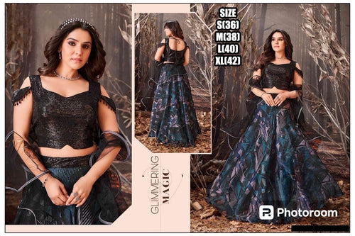Boutique collection - black and teal Lehenga