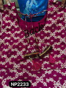 Niks collection - pink and gold banarasi silk anarkali