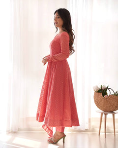 Peach Kali pattern sequinned anarkali