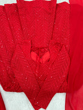 Red Kali pattern sequinned anarkali