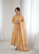Warm mustard anarkali in fendi silk