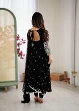 Rainbow sequins Georgette Anarkali in black (special offer)