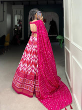 Tussar silk chevron style in pink (skirt stitched)