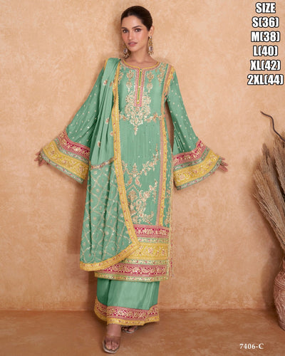 Janisha readymade chinon silk palazzo with long top