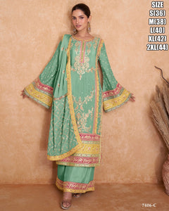 Janisha readymade chinon silk palazzo with long top