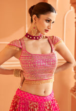 Janisha readymade - pink panelled chinon silk Lehenga