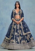 Navy blue art silk Lehenga