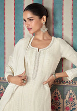 Janisha - white readymade chinon silk palazzo suit