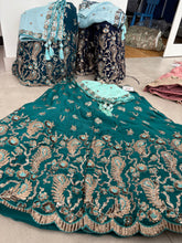 Forest Green embroidered Lehenga with contrasting dupatta