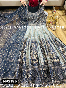 Niks - grey and blue silk gown
