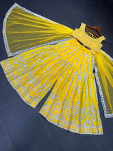 Yellow georgette palazzo style suit