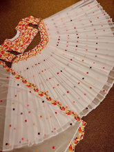White and bead work embroidered Lehenga