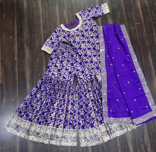 Viscose jacquard sequins gharara readymade set in purple