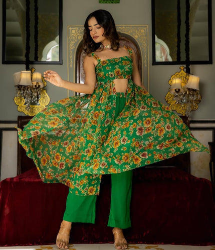 Green digital printed stylish palazzo