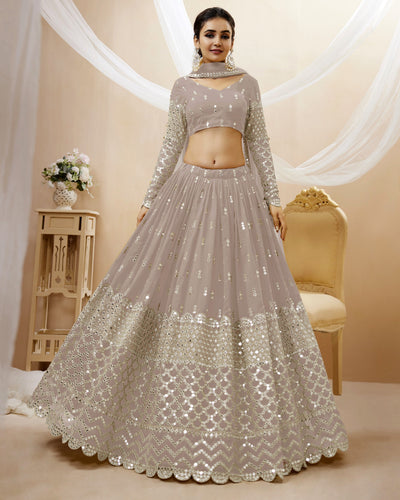 Tanaya - mink zari sequins georgette Lehenga (long sleeves possible)