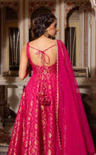 Pink viscose jacquard anarkali