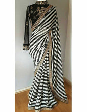 Black and white weightless saree