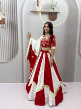 Red and white cotton gota Patti readymade Chaniya Choli