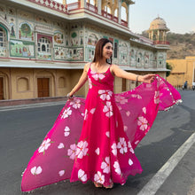 Pink strappy floral salwaar kameez