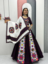 Wine and white pure cotton gamthi work readymade Chaniya Choli