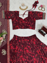 Deep red floral Lehenga