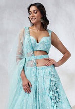 Sky blue and silver georgette Lehenga