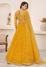 Yellow mirrorwork georgette Lehenga