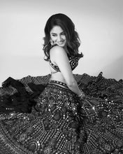 Black threadwork and sequins partywear Lehenga