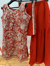 Burnt orange and gold sharara suit (plus size)