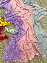 Purple sublime sky sequinned saree