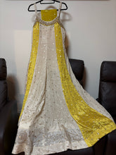 Yellow and ivory pearl beaded gown