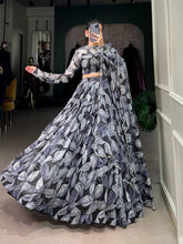 Graceful tabby silk printed Lehenga in Black (skirt stitched)