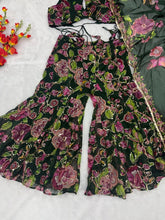 Dark green embroidered sharara style outfit