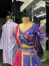 Purple traditional bandhani print readymade Lehenga (matching men’s kurta available)